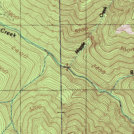 Topographic Map of Maggie Creek, WA