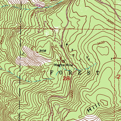 Topographic Map of Magma Mine, WA