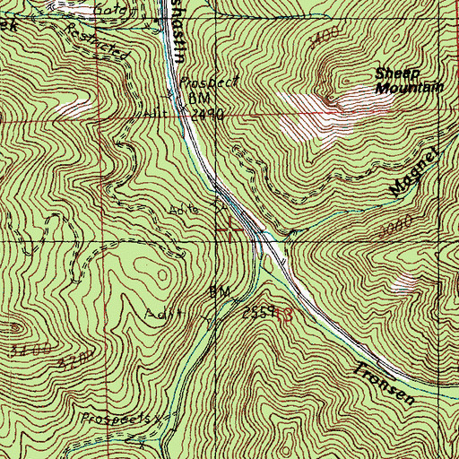 Topographic Map of Magnet Creek, WA
