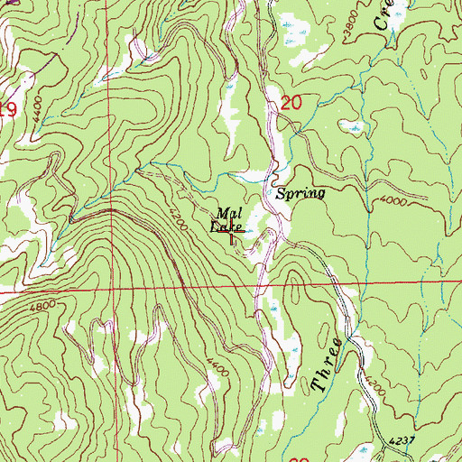 Topographic Map of Mal Lake, WA