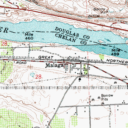 Topographic Map of Malaga, WA