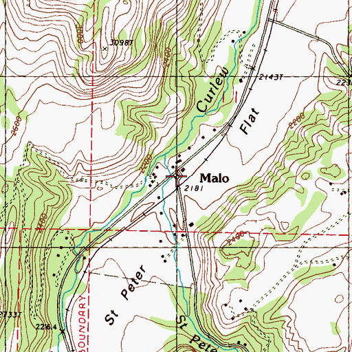 Topographic Map of Malo, WA