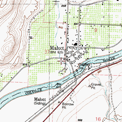 Topographic Map of Malott, WA