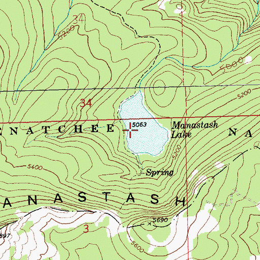 Topographic Map of Manastash Lake, WA
