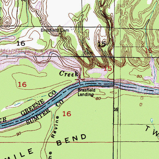 Topographic Map of McConnico Creek, AL