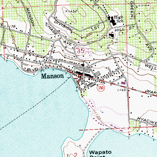 Topographic Map of Manson, WA