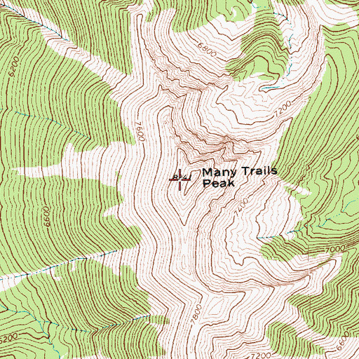 Topographic Map of Many Trails Peak, WA