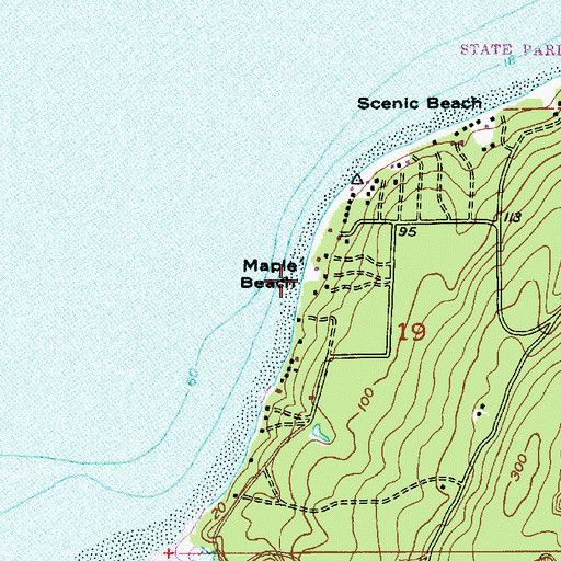 Topographic Map of Maple Beach, WA