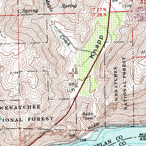 Topographic Map of Maple Creek, WA