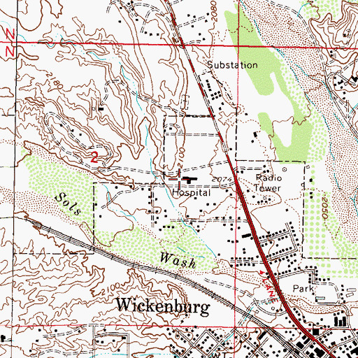 Topographic Map of Wickenburg Community Hospital, AZ