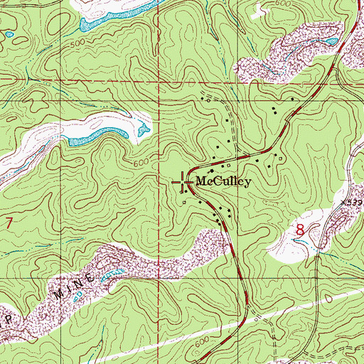 Topographic Map of McCulley, AL