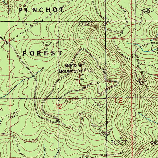 Topographic Map of Marble Mountain, WA