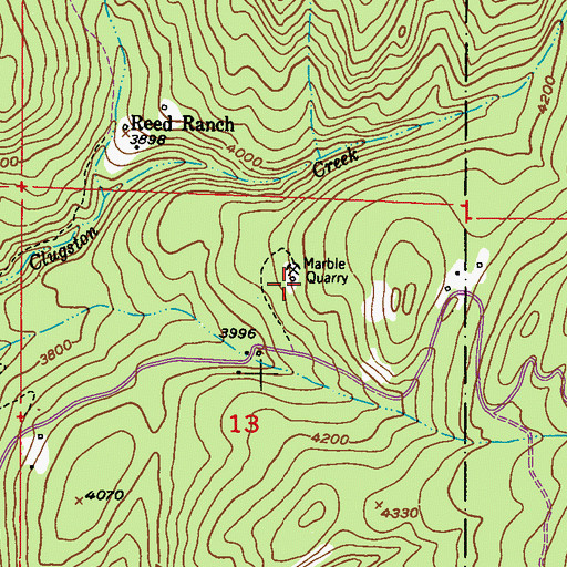 Topographic Map of Marble Quarry, WA