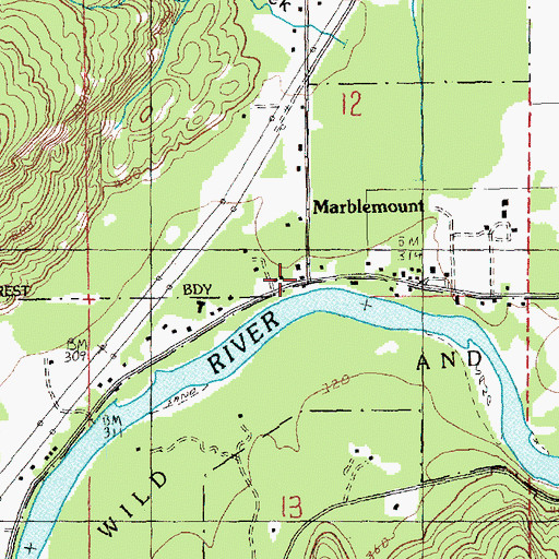 Topographic Map of Marblemount, WA