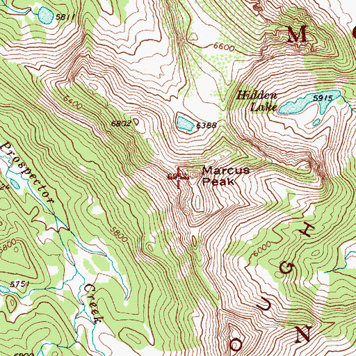 Topographic Map of Marcus Peak, WA