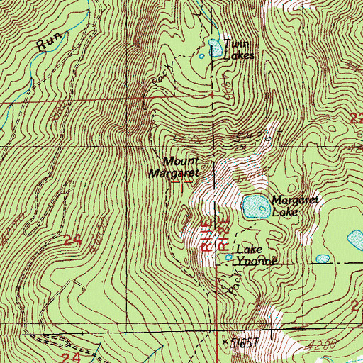 Topographic Map of Mount Margaret, WA