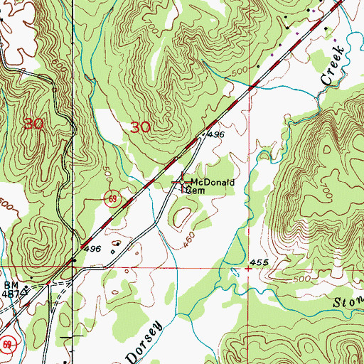 Topographic Map of McDonald Cemetery, AL