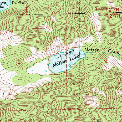 Topographic Map of Marten Lake, WA