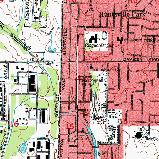 Topographic Map of McDonnell Chapel, AL