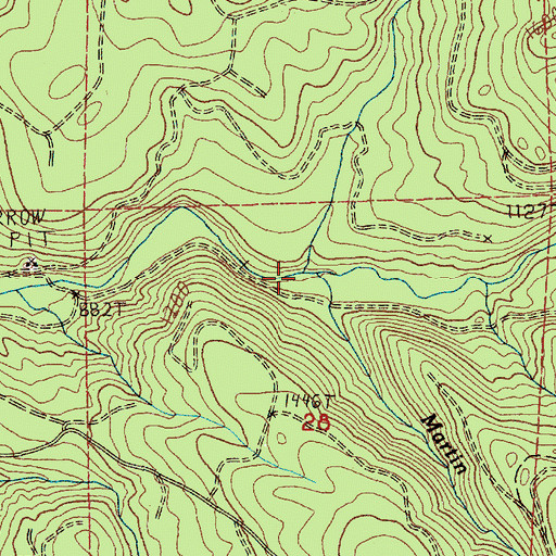Topographic Map of Martin Creek, WA