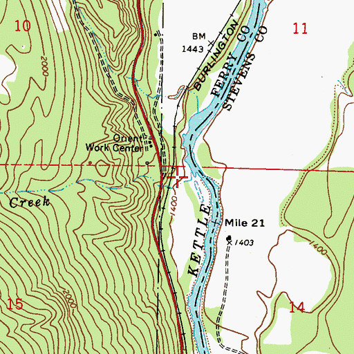 Topographic Map of Martin Creek, WA