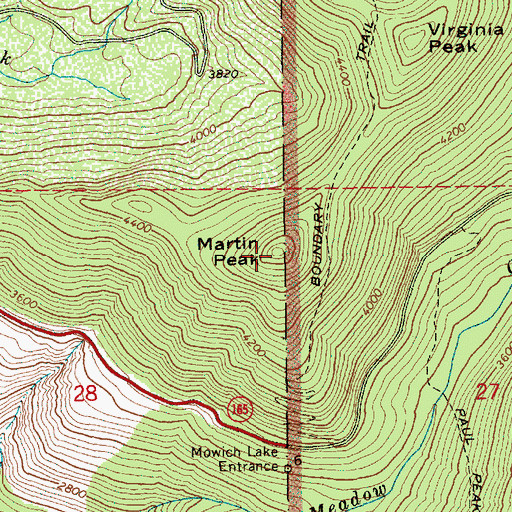 Topographic Map of Martin Peak, WA