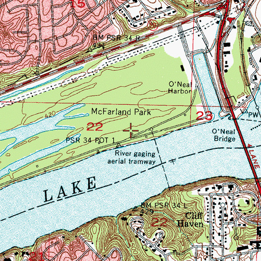 Topographic Map of McFarland Park, AL