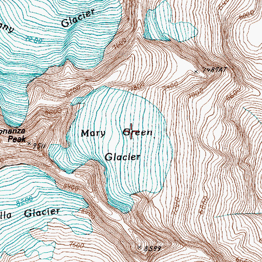 Topographic Map of Mary Green Glacier, WA