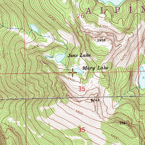Topographic Map of Mary Lake, WA