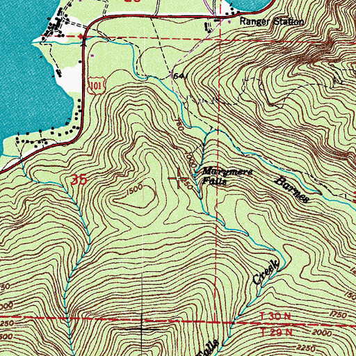 Topographic Map of Marymere Falls, WA