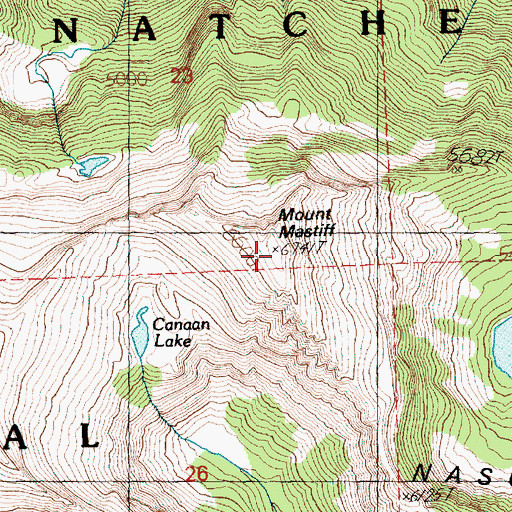 Topographic Map of Mount Mastiff, WA