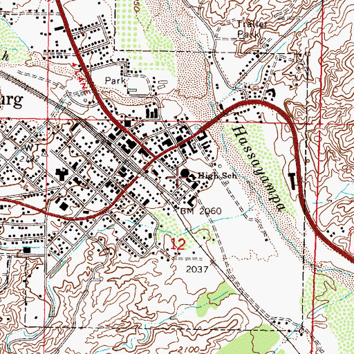 Topographic Map of Wickenburg High School, AZ