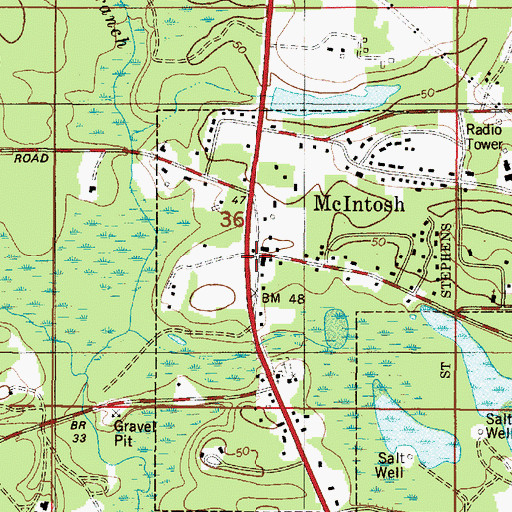 Topographic Map of McIntosh, AL