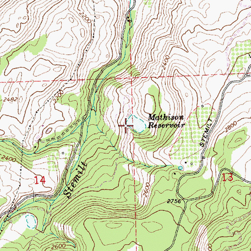 Topographic Map of Mathison Reservoir, WA