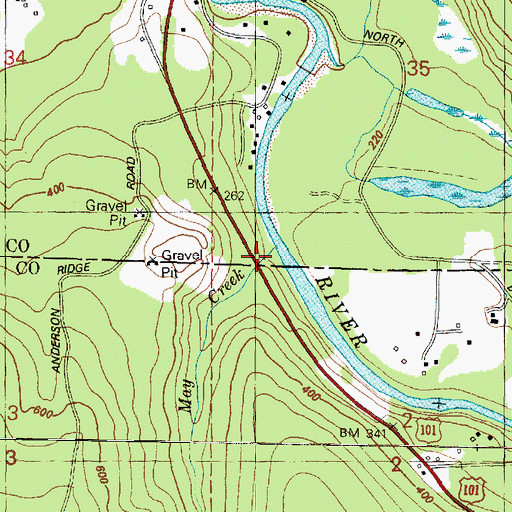 Topographic Map of May Creek, WA