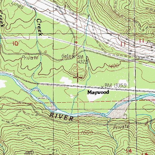 Topographic Map of Maywood, WA