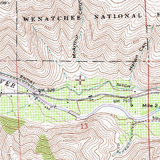 Topographic Map of McArthur Canyon, WA