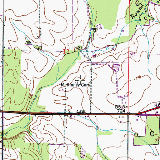 Topographic Map of McKinney Cemetery, AL