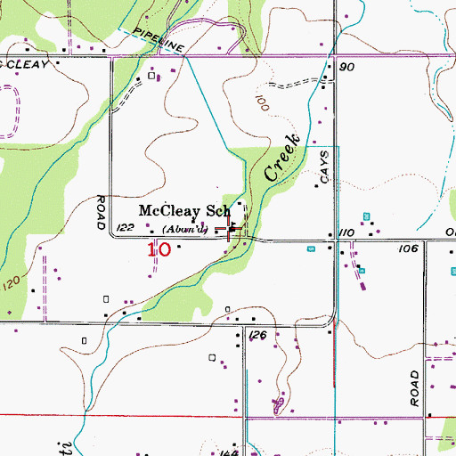 Topographic Map of McCleay School, WA