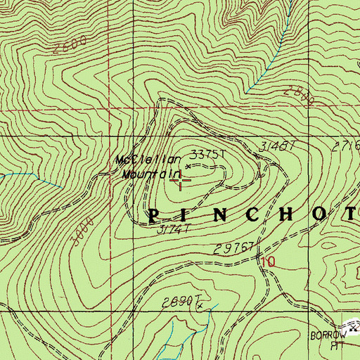 Topographic Map of McClellan Mountain, WA