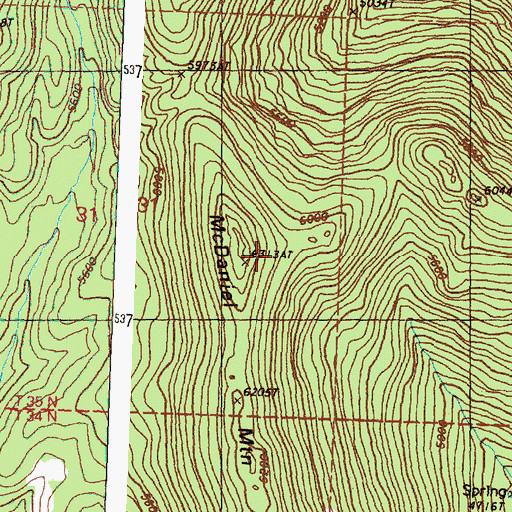 Topographic Map of McDaniel Mountain, WA