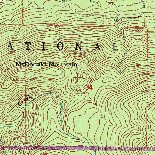 Topographic Map of McDonald Mountain, WA
