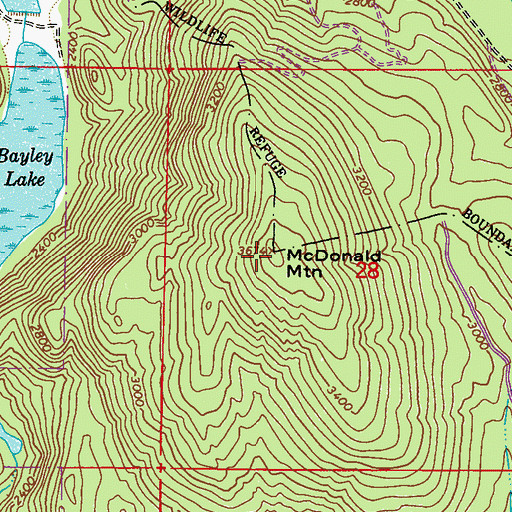 Topographic Map of McDonald Mountain, WA