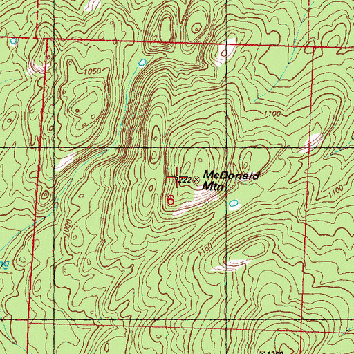 Topographic Map of McDonald Mountain, WA