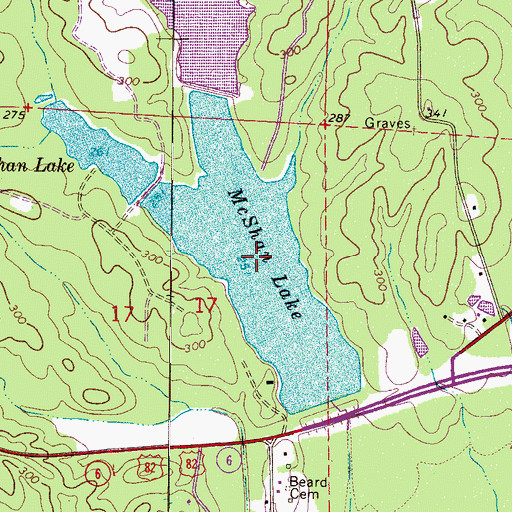 Topographic Map of McShan Lake, AL