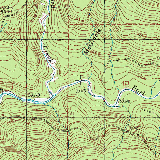 Topographic Map of McGinnis Creek, WA