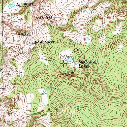 Topographic Map of McGravey Lakes, WA