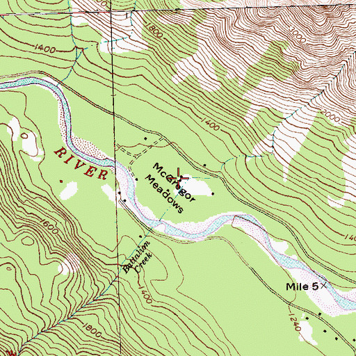 Topographic Map of McGregor Meadows, WA