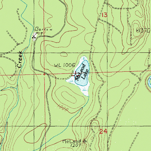 Topographic Map of McLeod Lake, WA