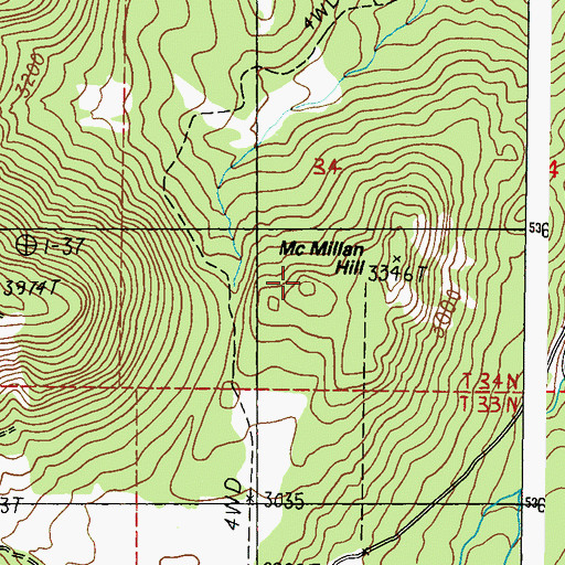 Topographic Map of McMillan Hill, WA